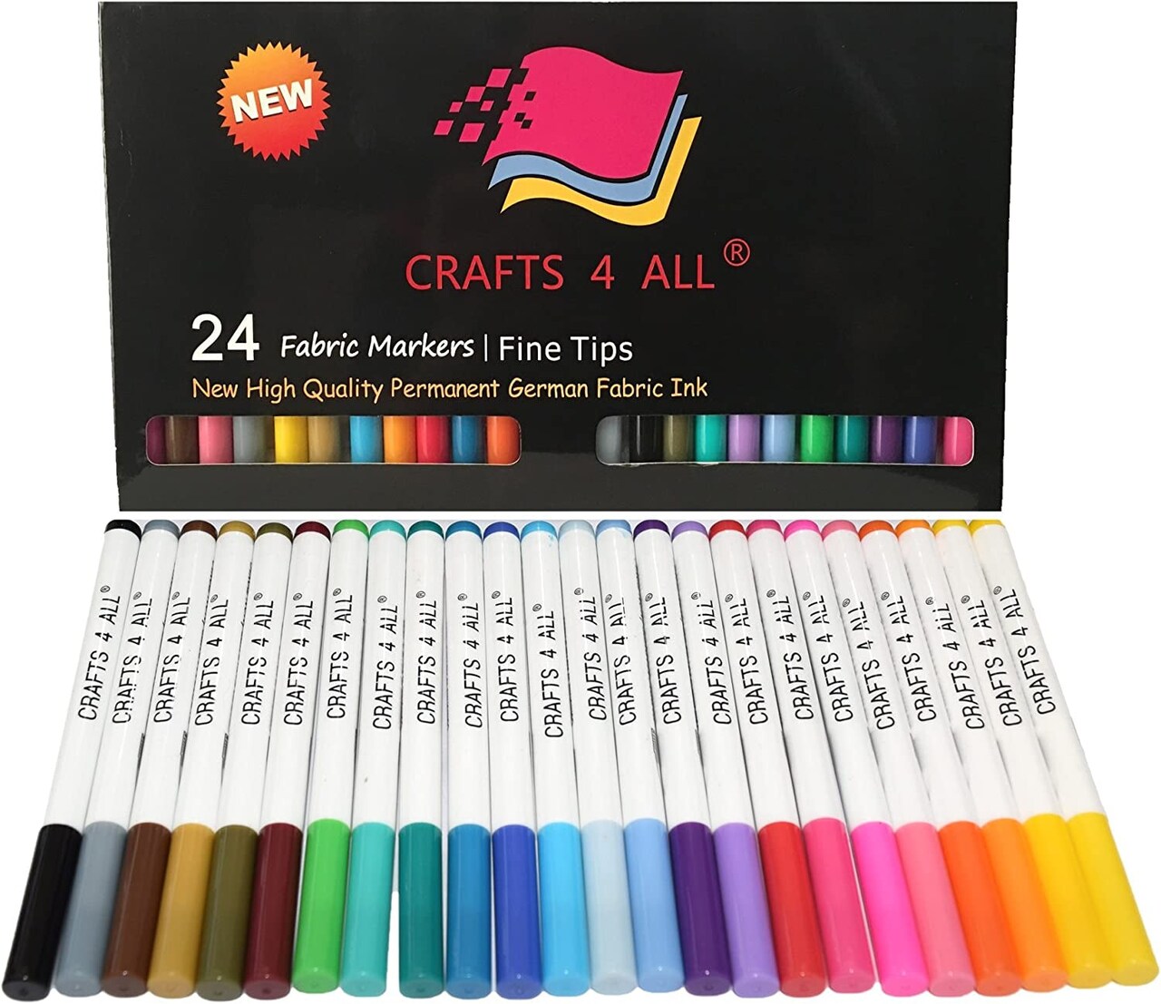 Fabric Markers for Kids & Adults - 36 Dual Tip, Water-Based